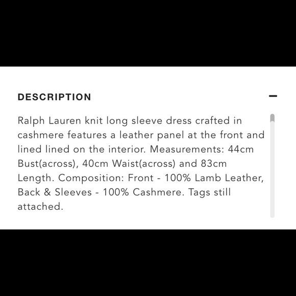 NWT: Ralph Lauren Leather and Cashmere Dress - Picture 12 of 13